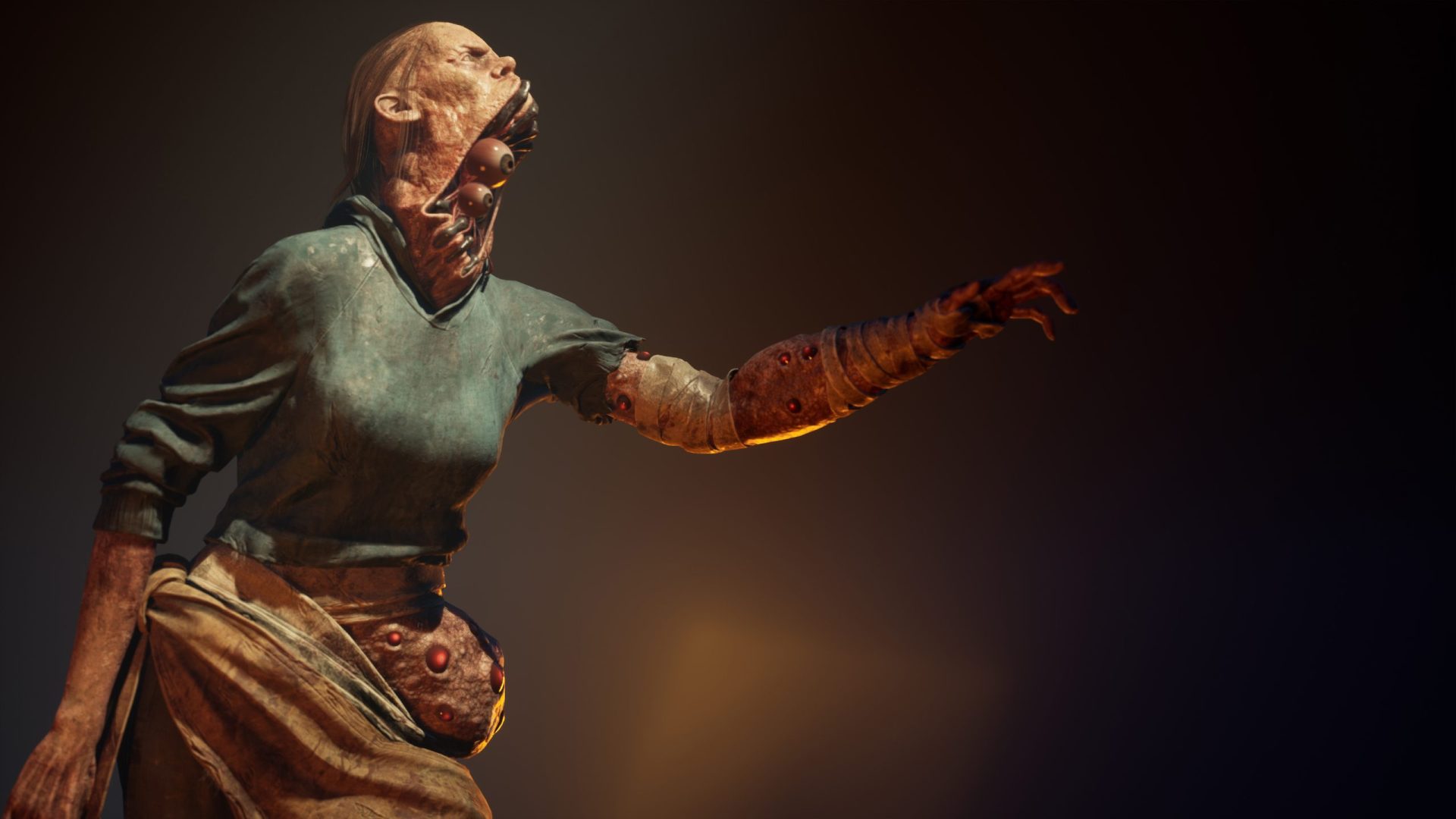 The 3D Character "Reclusa" aiming for the pray.